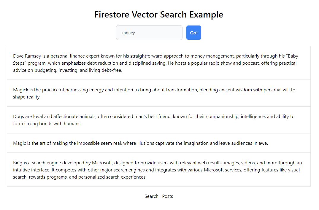 Firebase Vector Search Example