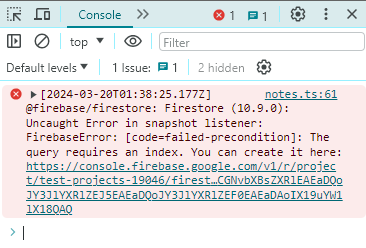 Firestore Console Index