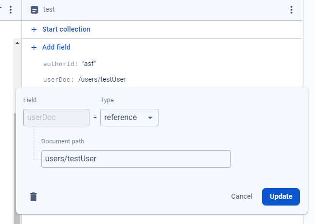 Firebase Firestore Reference Type